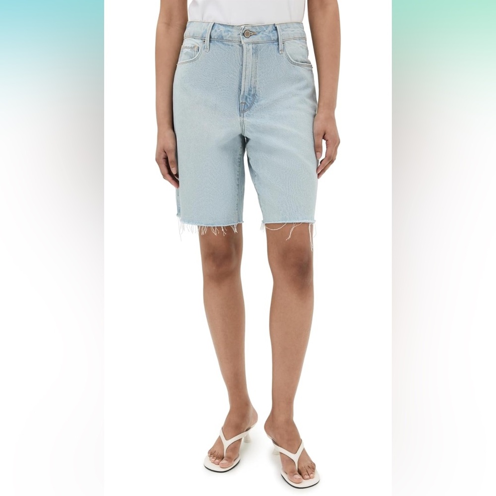 NWT Good American Good ‘90s Bermuda Shorts Raw Hem Size 10 (will fit 12-14)